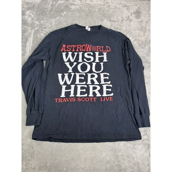 Travis Scott Astroworld Tour Long Sleeve T Shirt Men's Size Large Black - Picture 1 of 12